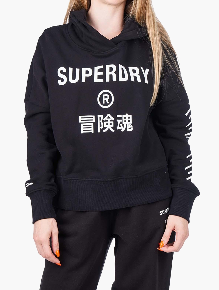 Shop Superdry Black Code Core Sport Crop Box Hoodie for Women from